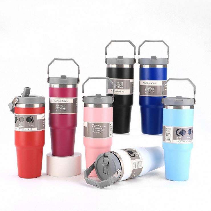 Gourde isotherme inox avec poignée, 20oz - 30oz (6OO-900 ml)