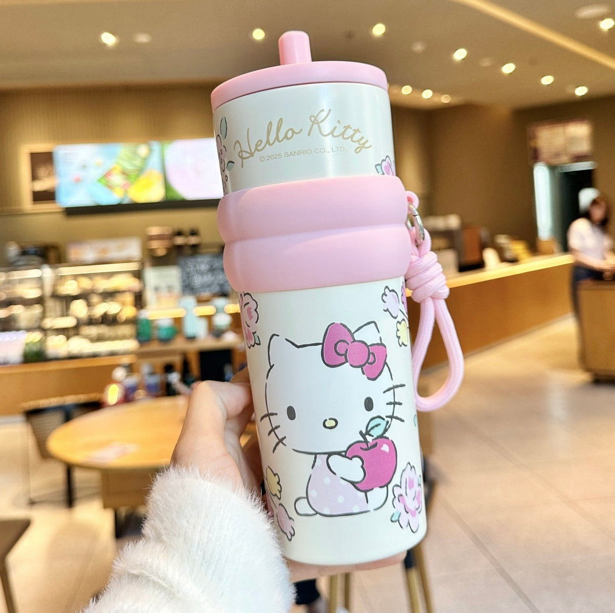 Gourde Isotherme Inox avec paille et dragonne 710 ml – Motifs illustrés