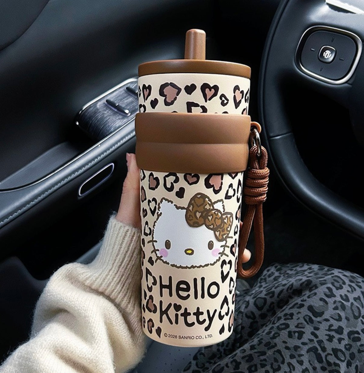Gourde Isotherme Inox avec paille et dragonne 710 ml – Motifs illustrés