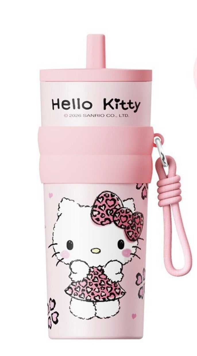 Gourde Isotherme Inox avec paille et dragonne 710 ml – Motifs illustrés