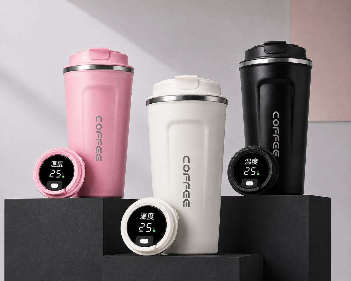 Mug isotherme en acier inoxydable Ecran LCD 380 ml et 510 ml